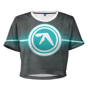 Женская футболка Cropp-top с принтом Aphex Twin в Тюмени, 100% полиэстер | круглая горловина, длина футболки до линии талии, рукава с отворотами | intelligent dance music | драм энд бэйс | ричард дэвид джеймс | техно | эйсид | эмбиент