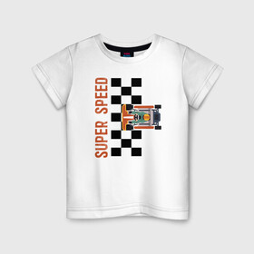Детская футболка хлопок с принтом SUPER SPEED в Тюмени, 100% хлопок | круглый вырез горловины, полуприлегающий силуэт, длина до линии бедер | Тематика изображения на принте: karting | автомобили | вождение | гонки | картинг | машины | рэйсинг | экстрим | экстримальныйспорт