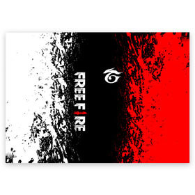 Поздравительная открытка с принтом GARENA FREE FIRE в Тюмени, 100% бумага | плотность бумаги 280 г/м2, матовая, на обратной стороне линовка и место для марки
 | free fire | garena | garena free fire | гарена | гарена фри фаер | фри фаер