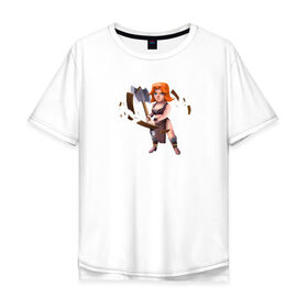 Мужская футболка хлопок Oversize с принтом Clash Of Clans в Тюмени, 100% хлопок | свободный крой, круглый ворот, “спинка” длиннее передней части | clash of clans | игра | мобильная игра | персонаж