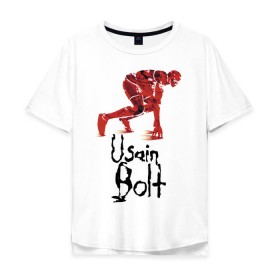 Мужская футболка хлопок Oversize с принтом Usain Bolt в Тюмени, 100% хлопок | свободный крой, круглый ворот, “спинка” длиннее передней части | athletics | jamaica | man | run | runner | sport | sportsman | usain bolt | легкая атлетика | мужчина | спорт | спортсмен | ямайка