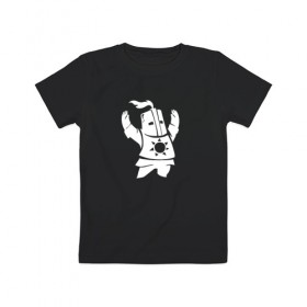 Детская футболка хлопок с принтом DARK SOULS - PRAISE THE SUN в Тюмени, 100% хлопок | круглый вырез горловины, полуприлегающий силуэт, длина до линии бедер | dark souls | game | knight | praise the sun | дарк соулс | игры | рыцарь | темные души