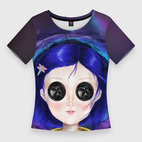 Женская футболка 3D Slim с принтом Coraline в Тюмени,  |  | coraline | neil gaiman | тим бёртон