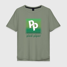 Мужская футболка хлопок Oversize с принтом Pied Piper в Тюмени, 100% хлопок | свободный крой, круглый ворот, “спинка” длиннее передней части | company | geek | logo | nerd | pied | piper | series | silicon valley | uniform | ботаники | вымышленная компания | гики | компания | логотип | пегий дудочник | программисты | сериал | силиконовая долина | форма