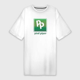Платье-футболка хлопок с принтом Pied Piper в Тюмени,  |  | company | geek | logo | nerd | pied | piper | series | silicon valley | uniform | ботаники | вымышленная компания | гики | компания | логотип | пегий дудочник | программисты | сериал | силиконовая долина | форма