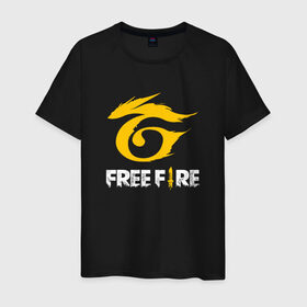 Мужская футболка хлопок с принтом GARENA FREE FIRE в Тюмени, 100% хлопок | прямой крой, круглый вырез горловины, длина до линии бедер, слегка спущенное плечо. | free fire | garena | garena free fire | гарена | гарена фри фаер | фри фаер