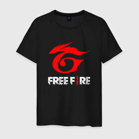 Мужская футболка хлопок с принтом GARENA FREE FIRE в Тюмени, 100% хлопок | прямой крой, круглый вырез горловины, длина до линии бедер, слегка спущенное плечо. | Тематика изображения на принте: free fire | garena | garena free fire | гарена | гарена фри фаер | фри фаер