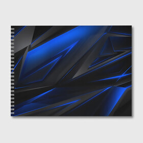 Альбом для рисования с принтом Blue and Black в Тюмени, 100% бумага
 | матовая бумага, плотность 200 мг. | Тематика изображения на принте: 3d | 3д | black | blue | texture | геометрия | красно синее | синий | текстуры | фигуры | черный