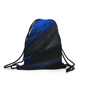 Рюкзак-мешок 3D с принтом Blue and Black в Тюмени, 100% полиэстер | плотность ткани — 200 г/м2, размер — 35 х 45 см; лямки — толстые шнурки, застежка на шнуровке, без карманов и подкладки | 3d | 3д | black | blue | texture | геометрия | красно синее | синий | текстуры | фигуры | черный
