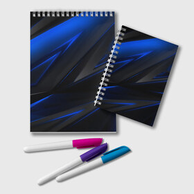 Блокнот с принтом Blue and Black в Тюмени, 100% бумага | 48 листов, плотность листов — 60 г/м2, плотность картонной обложки — 250 г/м2. Листы скреплены удобной пружинной спиралью. Цвет линий — светло-серый
 | Тематика изображения на принте: 3d | 3д | black | blue | texture | геометрия | красно синее | синий | текстуры | фигуры | черный