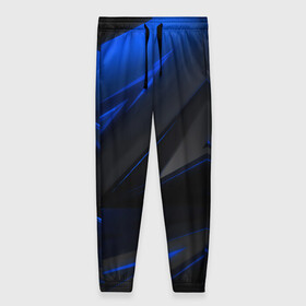 Женские брюки 3D с принтом Blue and Black в Тюмени, полиэстер 100% | прямой крой, два кармана без застежек по бокам, с мягкой трикотажной резинкой на поясе и по низу штанин. В поясе для дополнительного комфорта — широкие завязки | Тематика изображения на принте: 3d | 3д | black | blue | texture | геометрия | красно синее | синий | текстуры | фигуры | черный