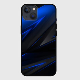 Чехол для iPhone 13 с принтом Blue and Black в Тюмени,  |  | Тематика изображения на принте: 3d | 3д | black | blue | texture | геометрия | красно синее | синий | текстуры | фигуры | черный