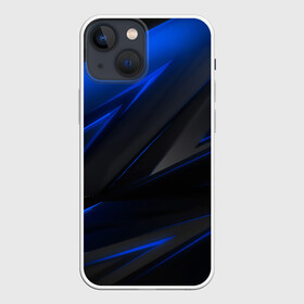 Чехол для iPhone 13 mini с принтом Blue and Black в Тюмени,  |  | Тематика изображения на принте: 3d | 3д | black | blue | texture | геометрия | красно синее | синий | текстуры | фигуры | черный