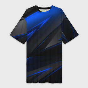 Платье-футболка 3D с принтом Blue and Black в Тюмени,  |  | Тематика изображения на принте: 3d | 3д | black | blue | texture | геометрия | красно синее | синий | текстуры | фигуры | черный