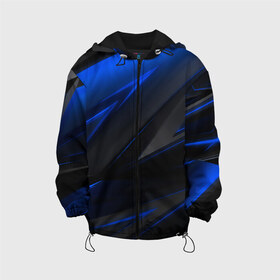 Детская куртка 3D с принтом Blue and Black в Тюмени, 100% полиэстер | застежка — молния, подол и капюшон оформлены резинкой с фиксаторами, по бокам — два кармана без застежек, один потайной карман на груди, плотность верхнего слоя — 90 г/м2; плотность флисового подклада — 260 г/м2 | 3d | 3д | black | blue | texture | геометрия | красно синее | синий | текстуры | фигуры | черный