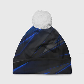 Шапка 3D c помпоном с принтом Blue and Black в Тюмени, 100% полиэстер | универсальный размер, печать по всей поверхности изделия | 3d | 3д | black | blue | texture | геометрия | красно синее | синий | текстуры | фигуры | черный