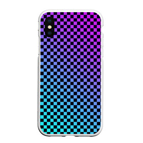 Чехол для iPhone XS Max матовый с принтом Checkerboard gradient в Тюмени, Силикон | Область печати: задняя сторона чехла, без боковых панелей | checkerboard | gradient | бойчик | градиент | клетка. ячейка | орнамент | френдзона | шахматная. доска | шашечки