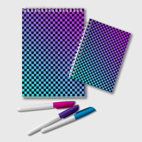 Блокнот с принтом Checkerboard gradient в Тюмени, 100% бумага | 48 листов, плотность листов — 60 г/м2, плотность картонной обложки — 250 г/м2. Листы скреплены удобной пружинной спиралью. Цвет линий — светло-серый
 | Тематика изображения на принте: checkerboard | gradient | бойчик | градиент | клетка. ячейка | орнамент | френдзона | шахматная. доска | шашечки