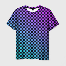 Мужская футболка 3D с принтом Checkerboard gradient в Тюмени, 100% полиэфир | прямой крой, круглый вырез горловины, длина до линии бедер | Тематика изображения на принте: checkerboard | gradient | бойчик | градиент | клетка. ячейка | орнамент | френдзона | шахматная. доска | шашечки