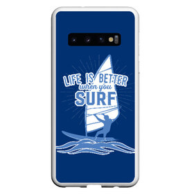 Чехол для Samsung Galaxy S10 с принтом Surf в Тюмени, Силикон | Область печати: задняя сторона чехла, без боковых панелей | surf | wind | wind surfing | windsurfing | винд серфинг | виндсерфинг | экстрим