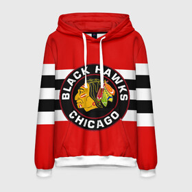 Мужская толстовка 3D с принтом Chicago Blackhawks в Тюмени, 100% полиэстер | двухслойный капюшон со шнурком для регулировки, мягкие манжеты на рукавах и по низу толстовки, спереди карман-кенгуру с мягким внутренним слоем. | blackhawks | chicago | индеец | чикаго блээкхокс