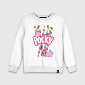 Детский свитшот хлопок с принтом KAWAII POCKY в Тюмени, 100% хлопок | круглый вырез горловины, эластичные манжеты, пояс и воротник | kawaii | kawaii pocky | pocky | pocky купить | pocky палочки | кавай | японские pocky