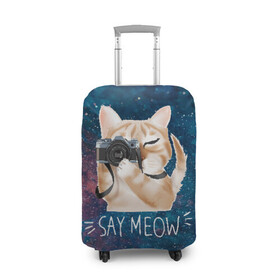 Чехол для чемодана 3D с принтом Say Meow в Тюмени, 86% полиэфир, 14% спандекс | двустороннее нанесение принта, прорези для ручек и колес | meow | кот | котенок | котик | котики | котятка | кошка | мяу | скажи мяу | фотоаппарат | фотограф