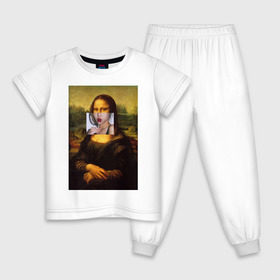 Детская пижама хлопок с принтом Мона лиза в Тюмени, 100% хлопок |  брюки и футболка прямого кроя, без карманов, на брюках мягкая резинка на поясе и по низу штанин
 | mona lisa | леонардо винчи | мона лиза | мона лиза картина | мона лиза леонардо | мона лиза одежда