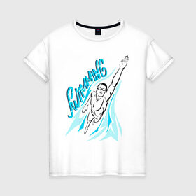 Женская футболка хлопок с принтом Плавание в Тюмени, 100% хлопок | прямой крой, круглый вырез горловины, длина до линии бедер, слегка спущенное плечо | swim | swimming | synchronized swimming | водный спорт | плавание | пловец | синхронное плавание | спорт
