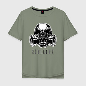 Мужская футболка хлопок Oversize с принтом S.T.A.L.K.E.R. 2 в Тюмени, 100% хлопок | свободный крой, круглый ворот, “спинка” длиннее передней части | bandit | chernobyl | logo | pripyat | s.t.a.l.k.e.r. 2 | shadow of chernobyl | stalker | stalker 2 | бандиты | лого | меченый | припять | сталкер | сталкер 2 | тени чернобыля | чернобыль | чистое небо