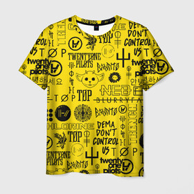Мужская футболка 3D с принтом TWENTY ONE PILOTS в Тюмени, 100% полиэфир | прямой крой, круглый вырез горловины, длина до линии бедер | 21 pilots | 21p | bandito | blurryface | chlorine | joshua | ned | top | trench | twenty one pilots | tyler | бандито | нэд | тренч