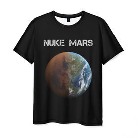 Мужская футболка 3D с принтом NUKE MARS в Тюмени, 100% полиэфир | прямой крой, круглый вырез горловины, длина до линии бедер | elon | mars | musk | nuke | земля | илон | марс | маск | планета | терраформирование | ядерный