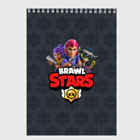 Скетчбук с принтом BRAWL STARS в Тюмени, 100% бумага
 | 48 листов, плотность листов — 100 г/м2, плотность картонной обложки — 250 г/м2. Листы скреплены сверху удобной пружинной спиралью | brawl stars | bull | colt | leon | stars | берли | бо | брок | ворон | джесси | динамайк | дэррил | кольт | леон | мортис | нита | пайпер | пенни | поко | пэм | рикошет | спайк | тара | фрэнк | шелли | эль примо