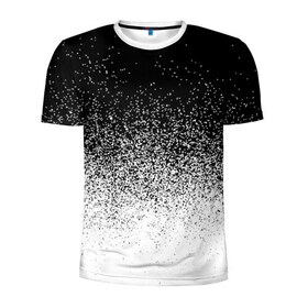 Мужская футболка 3D спортивная с принтом BLACK AND WHITE ABSTRACTION в Тюмени, 100% полиэстер с улучшенными характеристиками | приталенный силуэт, круглая горловина, широкие плечи, сужается к линии бедра | abstraction | black | white | абстракция | белое | брызги | краска. | черное
