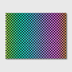 Альбом для рисования с принтом Checkerboard Color в Тюмени, 100% бумага
 | матовая бумага, плотность 200 мг. | Тематика изображения на принте: checkerboard | gradient | бойчик | в клетку | в клеточку | градиент | клетка | музыка | орнамент | френдзона | шахматная доска | шашки
