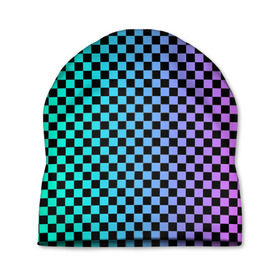 Шапка 3D с принтом Checkerboard Color в Тюмени, 100% полиэстер | универсальный размер, печать по всей поверхности изделия | checkerboard | gradient | бойчик | в клетку | в клеточку | градиент | клетка | музыка | орнамент | френдзона | шахматная доска | шашки