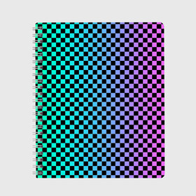 Тетрадь с принтом Checkerboard Color в Тюмени, 100% бумага | 48 листов, плотность листов — 60 г/м2, плотность картонной обложки — 250 г/м2. Листы скреплены сбоку удобной пружинной спиралью. Уголки страниц и обложки скругленные. Цвет линий — светло-серый
 | checkerboard | gradient | бойчик | в клетку | в клеточку | градиент | клетка | музыка | орнамент | френдзона | шахматная доска | шашки