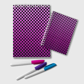 Блокнот с принтом Checkerboard Color в Тюмени, 100% бумага | 48 листов, плотность листов — 60 г/м2, плотность картонной обложки — 250 г/м2. Листы скреплены удобной пружинной спиралью. Цвет линий — светло-серый
 | Тематика изображения на принте: checkerboard | gradient | бойчик | в клетку | в клеточку | градиент | клетка | музыка | орнамент | френдзона | шахматная доска | шашки