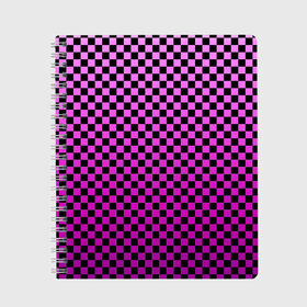 Тетрадь с принтом Checkerboard Color в Тюмени, 100% бумага | 48 листов, плотность листов — 60 г/м2, плотность картонной обложки — 250 г/м2. Листы скреплены сбоку удобной пружинной спиралью. Уголки страниц и обложки скругленные. Цвет линий — светло-серый
 | Тематика изображения на принте: checkerboard | gradient | бойчик | в клетку | в клеточку | градиент | клетка | музыка | орнамент | френдзона | шахматная доска | шашки