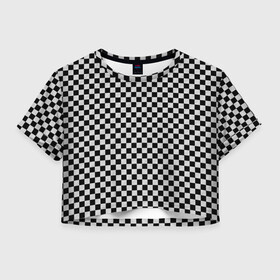 Женская футболка Crop-top 3D с принтом Checkerboard Color  в Тюмени, 100% полиэстер | круглая горловина, длина футболки до линии талии, рукава с отворотами | checkerboard | gradient | бойчик | в клетку | в клеточку | градиент | клетка | музыка | орнамент | френдзона | шахматная доска | шашки