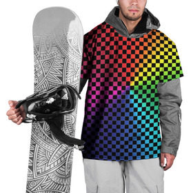 Накидка на куртку 3D с принтом Checkerboard Color  в Тюмени, 100% полиэстер |  | Тематика изображения на принте: checkerboard | gradient | бойчик | в клетку | в клеточку | градиент | клетка | музыка | орнамент | френдзона | шахматная доска | шашки