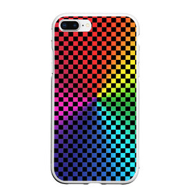 Чехол для iPhone 7Plus/8 Plus матовый с принтом Checkerboard Color в Тюмени, Силикон | Область печати: задняя сторона чехла, без боковых панелей | checkerboard | gradient | бойчик | в клетку | в клеточку | градиент | клетка | музыка | орнамент | френдзона | шахматная доска | шашки