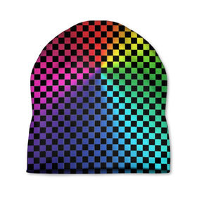 Шапка 3D с принтом Checkerboard Color в Тюмени, 100% полиэстер | универсальный размер, печать по всей поверхности изделия | checkerboard | gradient | бойчик | в клетку | в клеточку | градиент | клетка | музыка | орнамент | френдзона | шахматная доска | шашки