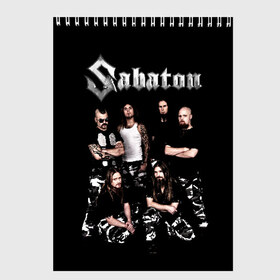 Скетчбук с принтом Sabaton в Тюмени, 100% бумага
 | 48 листов, плотность листов — 100 г/м2, плотность картонной обложки — 250 г/м2. Листы скреплены сверху удобной пружинной спиралью | heavy metal | heroes | sabaton | the great war | the last stand | группы | метал | музыка | сабатон | хэви метал