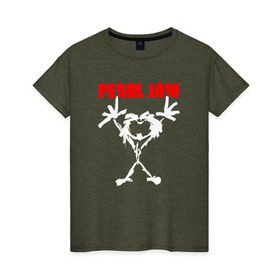 Женская футболка хлопок с принтом Pearl Jam в Тюмени, 100% хлопок | прямой крой, круглый вырез горловины, длина до линии бедер, слегка спущенное плечо | альтернативный рок | американская | гранж | группа | майк маккриди | рок | стоун госсард | хард рок | эдди веддер