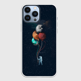 Чехол для iPhone 13 Pro Max с принтом Космонавт с Планетами в Тюмени,  |  | astronaut | cosmonaut | nasa | planet | stars | астронавт | в космосе | галактика | космонавт | космос | планеты | с шариками | шарики