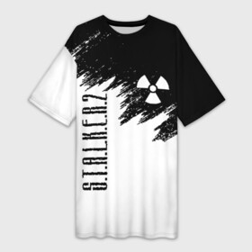 Платье-футболка 3D с принтом S.T.A.L.K.E.R. 2 в Тюмени,  |  | Тематика изображения на принте: bandit | chernobyl | pripyat | s.t.a.l.k.e.r. 2 | shadow of chernobyl | stalker | stalker 2 | бандиты | меченый | припять | сталкер | сталкер 2 | тени чернобыля | чернобыль | чистое небо
