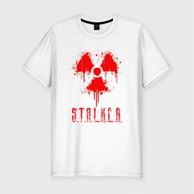 Мужская футболка премиум с принтом S.T.A.L.K.E.R. 2 в Тюмени, 92% хлопок, 8% лайкра | приталенный силуэт, круглый вырез ворота, длина до линии бедра, короткий рукав | Тематика изображения на принте: bandit | chernobyl | pripyat | s.t.a.l.k.e.r. 2 | shadow of chernobyl | stalker | stalker 2 | бандиты | меченый | припять | сталкер | сталкер 2 | тени чернобыля | чернобыль | чистое небо