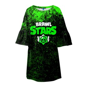 Детское платье 3D с принтом BRAWL STARS LEON в Тюмени, 100% полиэстер | прямой силуэт, чуть расширенный к низу. Круглая горловина, на рукавах — воланы | android | brawl stars | games | mobile game | stars | игры | мобильные игры