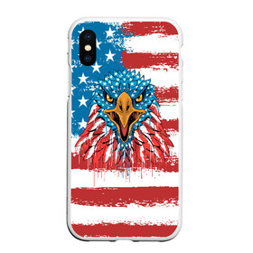 Чехол для iPhone XS Max матовый с принтом American Eagle в Тюмени, Силикон | Область печати: задняя сторона чехла, без боковых панелей | Тематика изображения на принте: america | amerika | bird | eagle | flag | usa | америка | американский | орел | птица | соединенные | сша | флаг | штаты